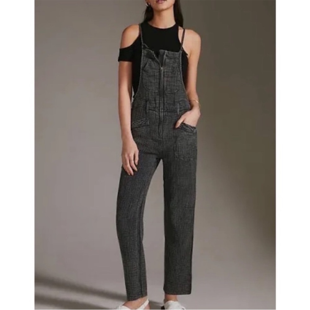 Anthropologie Pilcro Painters Overalls Gauzey Jumpsuit Black Slouchy Oversize 26